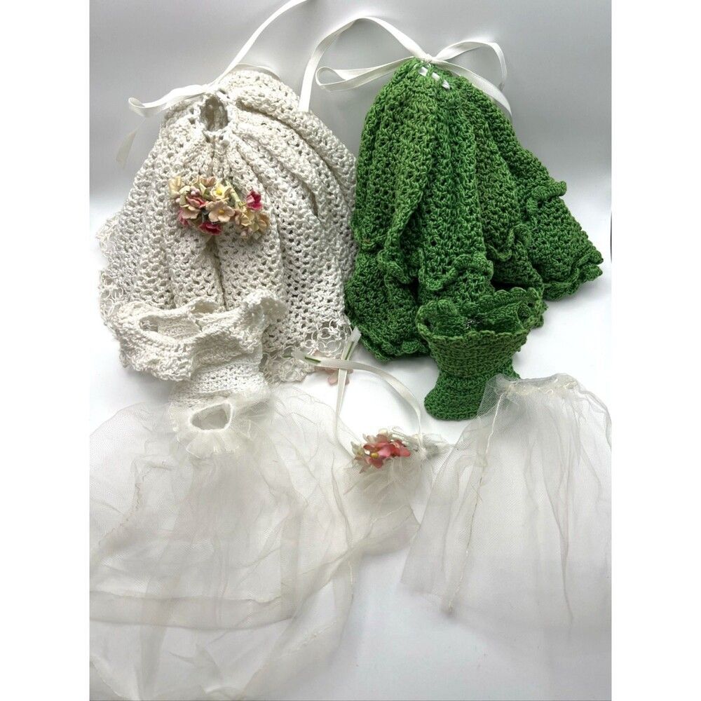 VTG Handmade Crocheted Barbie Dresses & Accessories Estate Sale Mixed Lot